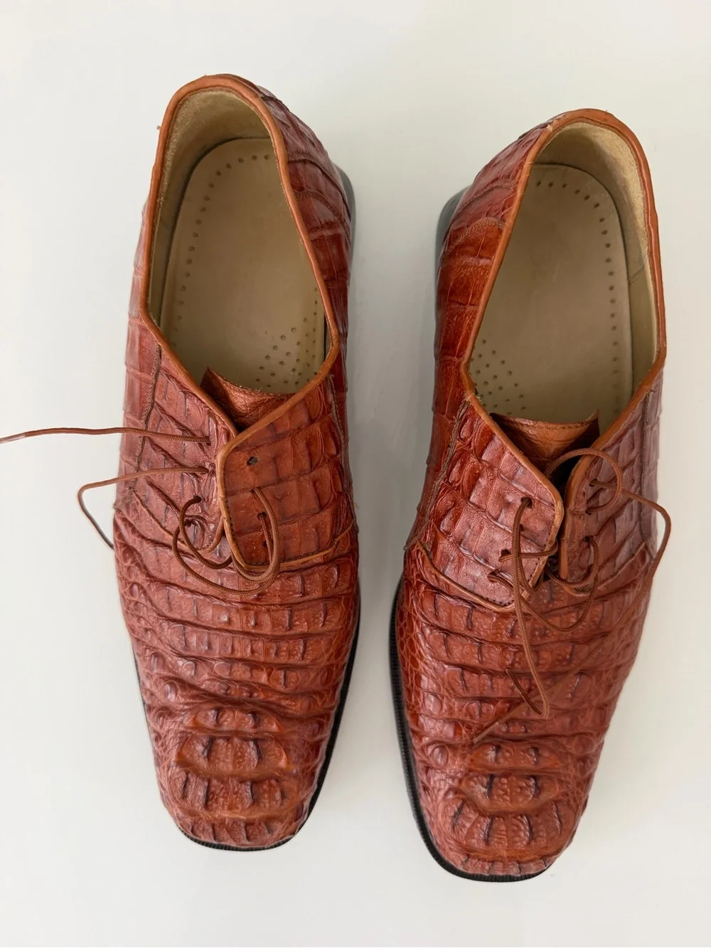 Studio Belvedere Genuine Crocodile Oxford Dress Shoes Brown Size 11